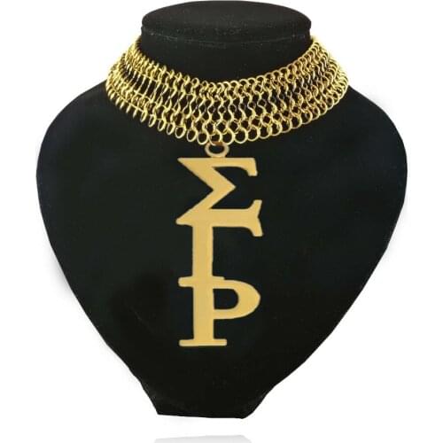 Topvesko Big size Stainless Steel LARGE GOLD TONE SIGMA GAMMA RHO SORORITY Necklace Jewelry
