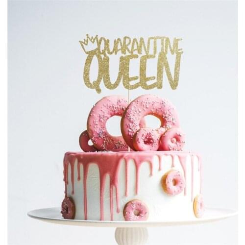 Personalised Quarantine Queen birthday cake topper / Women birthday / Party for her / 18th, 21st, 30th / Social distancing decor