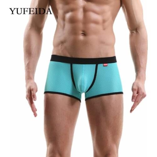Sexy Mens Underwear Boxers Penis Pouch Gay U convex Jockstraps Boxer Shorts Breathable Mesh Panties Low Rise Underpants Trunks
