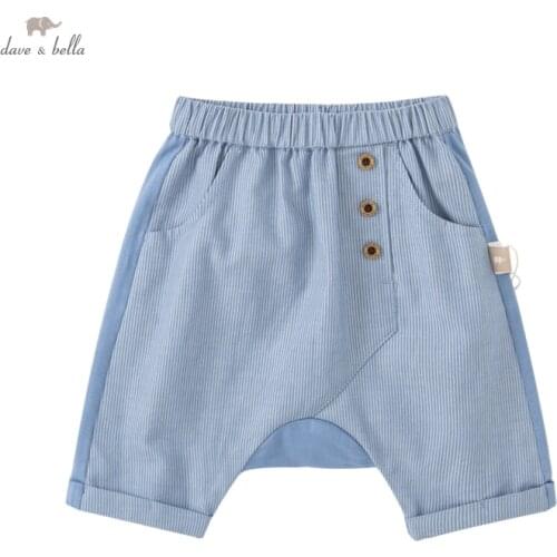 DBX16683 dave bella summer baby boys fashion striped patchwork pants children calf length kids pants infant toddler trousers