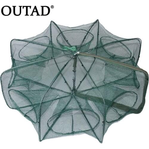 Folded Hexagon Octagon 6/8/12 Holes Fishing Shrimp Automatic Trap Fishing Net Fish Shrimp Minnow Crab Baits Cast Mesh Trap 2018