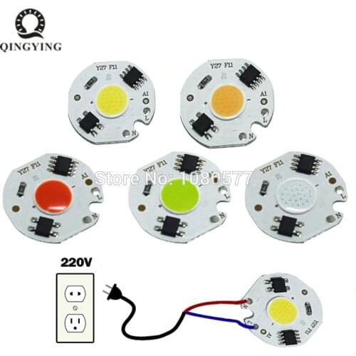 5pcs 3W 5W 7W 10W 12W LED Lamp COB Chip 220V Input Smart IC Driver Fit For DIY Cold White / Warm White LED Spotlight Floodlight