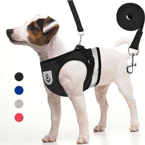 Reflective Small Medium Big Dog Harness Vest Breathable Puppy Pet Harness Leash Set Escape Proof Design Pet Supplies