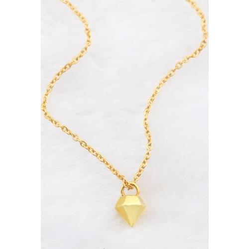 Boho Hexagon Cone Pendant Necklace Women Men Jewelry Stainless Steel Gold Chain Dimensional Pyramid Hexahedron Choker Necklace