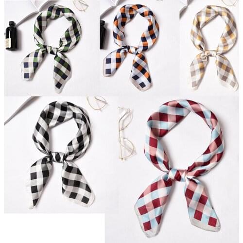 Yishine 20pc Mix Colors Multifunction Elegant Plaids Printed Womens Satin Square Wraps Scarves Shawl Polyester Silk Scarf