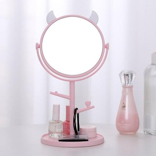 Makeup Mirror Simple Girl Desktop Cute Makeup Mirror Dormitory Desktop Dressing Mirror Portable Round Jewelry Storage Mirror