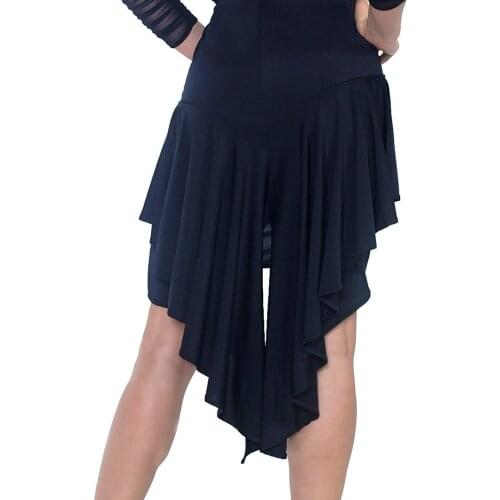 New Black Women Latin Dance Skirt Sexy Ladies Latin Salsa Tango Rumba Cha Cha Ballroom Asymmetrical Skirt Latin Dance Costume