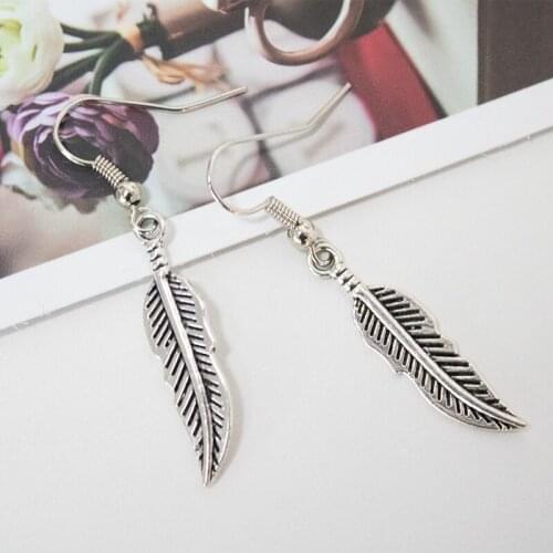 Earrings Hot Trendy Fashion Drop Earrings Bijoux Wholesale Retro Feather Statement New Listing Dangling For Women Jewelry