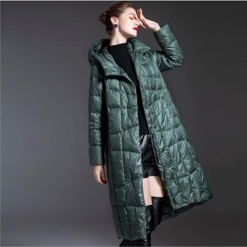Winter long green Coat Women Snow Clothes 90% White Duck Down Jacket Loose Female Feather Parka Puffer Jackets Oversize coats
