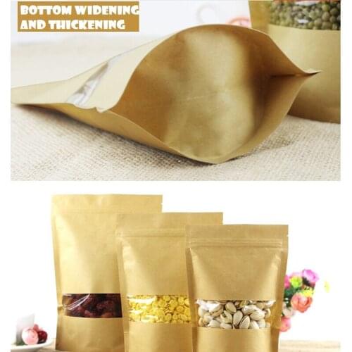 14X20+4CM Transparent window kraft bag paper bag plastic packing bag pouch