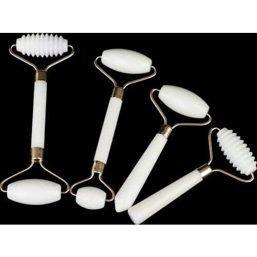 2021 Hot New White Jade Roller Massager For Face Lift Up Natural Stone Roller Facial Slimming Chin Facial Skin Care Beauty Tool