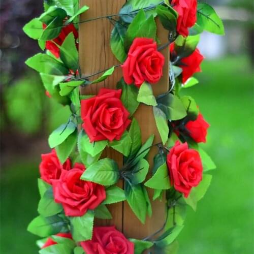 240cm/pcs Silk Rose Wedding Decorations Ivy Vine Artificial Flowers Arch Decor with Green Leaves Hanging Wall Garland 100pcs/lot