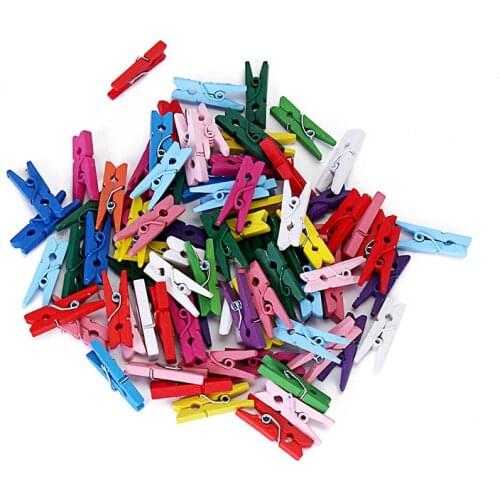 25pcs 2.5CM Hot Sale Mini Natural Wooden Clothes Photo Paper Peg Pin Clothespin Craft Clips School Office Stationery Wood Clamp