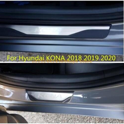 4pcs/lot ABS Stainless Steel Door Sill pedal Scuff Plate for 2017-2019 Hyundai KONA OS car accessories