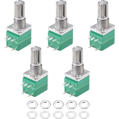 5pcs/lot RV097NS Potentiometer 5K 10K 20K 50K 100K 500K With Switch 5pin Shaft 15mm Audio Amplifier Adjustable Potentiometers