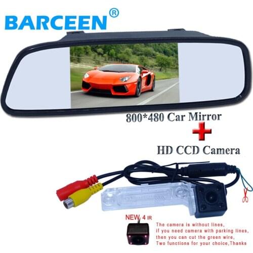 5" lcd display car mirror +original car reversing camera bring 170 wide angle 4 ir for Volkswagen PASSAT B5/Jetta/Touran/Caddy