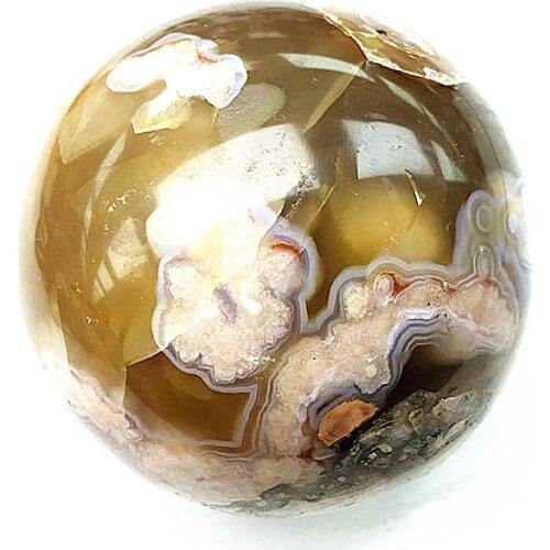 Cherry blossom agate ball natural stones and minerals quartz crystals spiritual healing chakra as gift