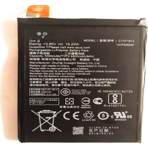High Capacity C11P1612 Battery For ASUS ZE553KL ZenFone 3 Dual Z01HDA SIM LTE Zoom S 5000mAh With Tools