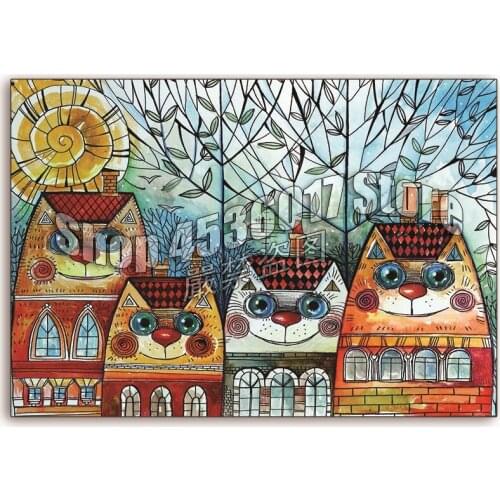 Diamond Mosaic Diy diamond painting Cartoon City Cat Art cross stitch full Resin diamond embroidery rhinestone gifts Needlework