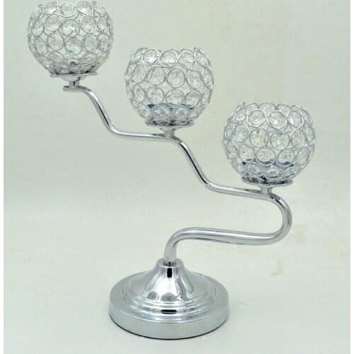 Free Shipping 3 heads luxury gold crystal candelabra wedding table centerpiece 10pcs/lot