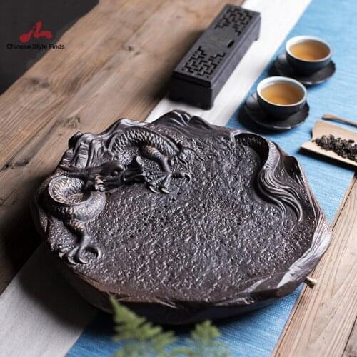 Tea Set Round Ceramic Tea Trays Dragon Tea Table Kung Fu Tea Tray Board Accessories