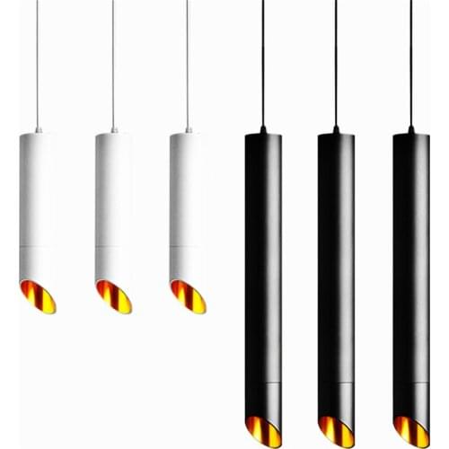 Dimmable Cylinder LED Pendant Lights Long Tube Lamps Kitchen Dining Room Shop Bar Decoration Cord Pendant Lamp Background Lights