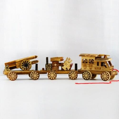 Handmade Wood Three-Section Carrier Model Missile Transporter Collection Crafts
