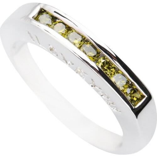 I Love You Olivine Peridot 3*3mm Semi-precious Stone Silver Cool For Women Ring Q1308