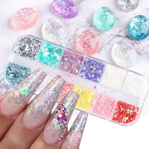 Laser Colorful Nail Art Glitter Foil Sequins Irregular Nail Sequins Manicura Accesorios Nail Flakes DIY Decor Nails Confetti