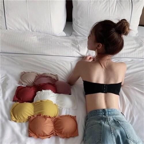 Girl Summer Word Round Beautiful Back Strapless Wrap Chest Bottoming Tube Top Corset Body Crop Tops Sexy Brallette Butterfly