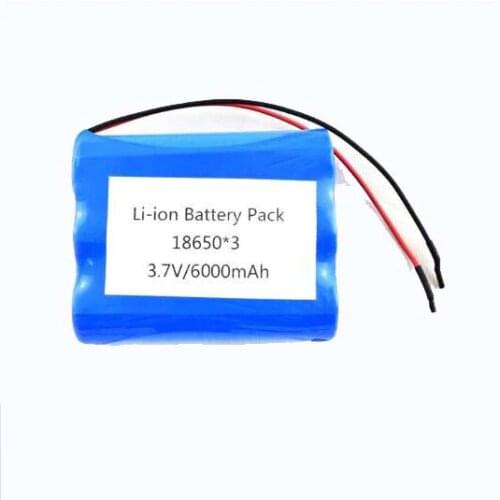 Li-ion 18650 battery pack 1s3p 6000mah 3.7v 18650 lithium ion battery with wires