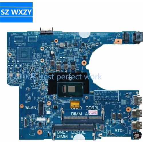 For DELL Latitude 3470 3570 Laptop Motherboard With SR2EU i3-6100u CPU 0P5M6K P5M6K 14291-1 PWB:51VP4 DDR3L MB 100% Tested