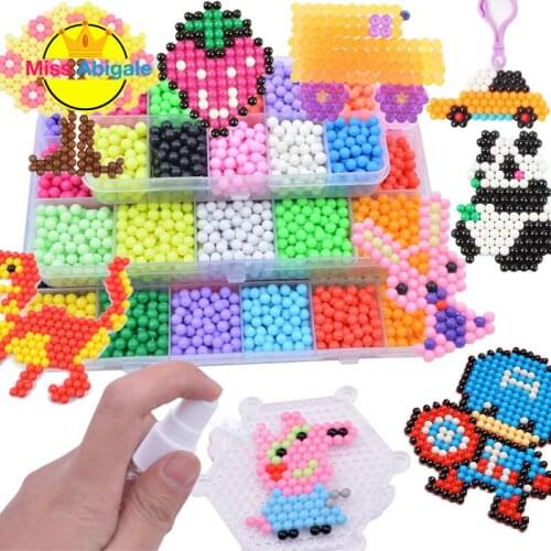 4MM Refill Hama Beads Puzzle Aquabeads DIY Water Spray Beads Set Ball Games 3D Handmade Magic Toys For Girls Children