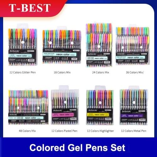12PCS Colored Gel Pens Set Neon Color Pen Marker 1.0mm for Children Students Adults Writing Drawing School Stationery Supplies