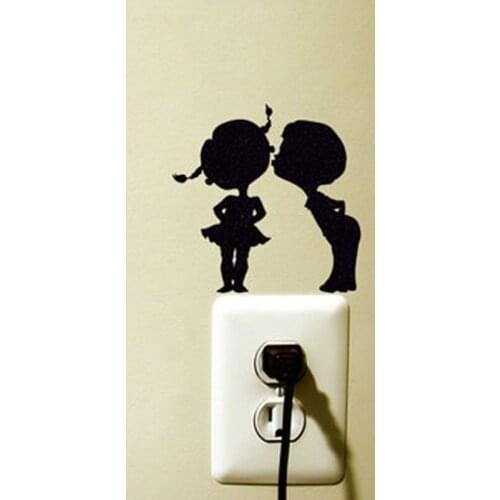 Boy Kiss Girl Art Switch Sticker Living room Bedroom Decorative Wall Stickers Vinyl Waterproof Murals JG1456