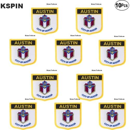 Austin Flag Embroidery Patches Iron on Saw on Transfer patches Sewing Applications for Clothes in Home&Garden