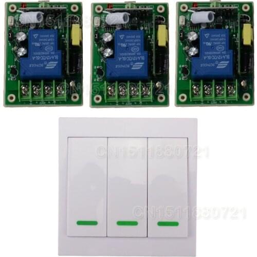Home Smart AC85V110V 220V 250V 3000W RF Wireless Remote Control Light Lights Switch System With 3Button Wall Transmitter