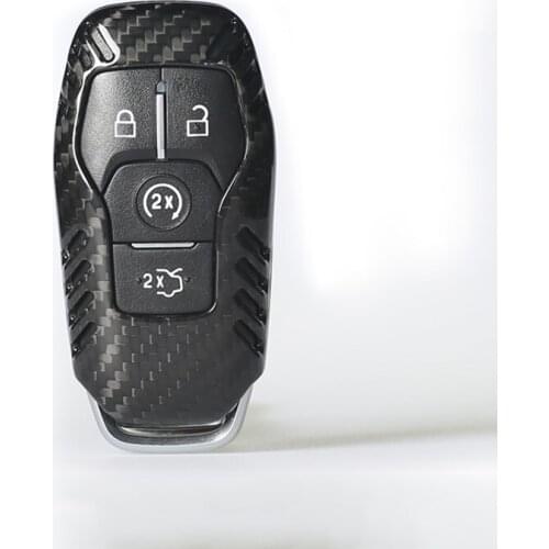 QHCP Car Key Case Shell Genuine Carbon Fiber For Ford Taurus Fusion Explorer With 4 Buttons Car-styling Accessory Free Shipping