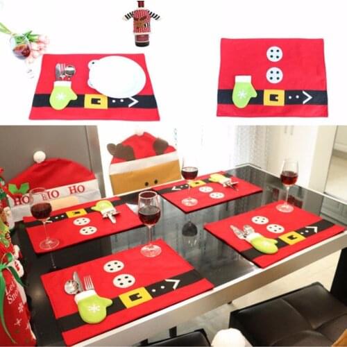 Christmas Tableware Pad Mat Ornaments Santa Holiday Party Home Kitchen Decor