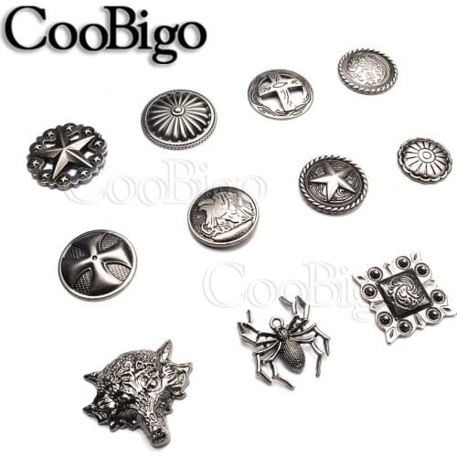 5 Sets Metal Rivet Spike Stud Punk Riveted Studs for Leather Bag Belt Cap Clothes Shoes DIY Craft Sew Accessory Star Spider Wolf