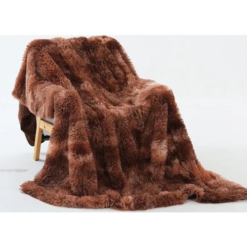 Warm Fluffy Shaggy Throw Blanket Bedspread Faux Fur Sofa Nap Blanket Bed Cover 80 X 120cm