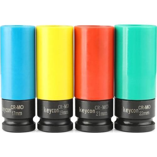 1/2" Lengthened Impact Sockets 17,19,21,22mm CR-MO Pneumatic Wrench Head 1/2 Black Socket Allen Head Auto Repair Tools