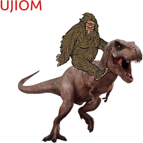 UJIOM Wallsticker Chimpanzees Riding a Dinosaur Modern Home Decor Room Wallposter Decor Home Wall Decoration 3D PVC Decal