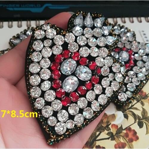 Beading Red Heart Patches Glitter Appliques for Clothes Bags Sewing Supplies DIY Craft Fashion Ornament Z243