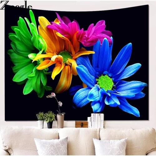 Zeegle Wall Hanging Tapestry Home Wall Decor Blanket Flower Pattern Background Tapestry Ployester Table Cloth Sofa Cover