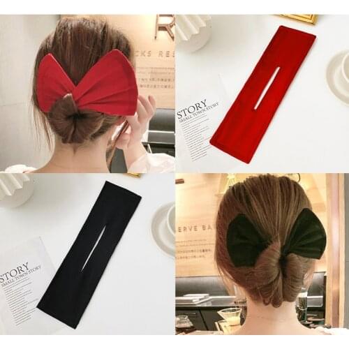 2021 Fashion Women Girls Bow Deft Bun Hair Bands Braiding Tool Summer Headband Print Hairpin Twist Braider Hair Accessories