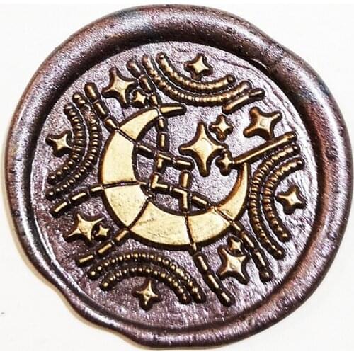 Golden Moon Wax Seal Stamps,Sweet Sealing Kit Gift ,Replaceable Wood Handle for DIY Weddiing Envelope Card Craft Tools