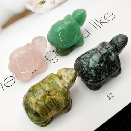 1PC Natural Crystal Rose Quartz Tortoise Amethyst Opal Animals Healing Stone Home Decor Fish Tank Crafts Small Decoration