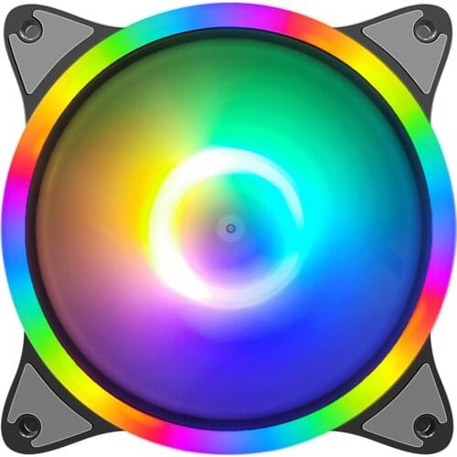 120mm PC Fan Cooling Fan DC 12V Large 4 Pin Mute Rainbow Lighting Chassis Case Fan Heatsink CPU Power Cooler for Desktop PC Case