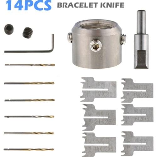 14pcs Blades Drill Bit Woodworking Milling Cutter Router Set Bracelet Ring Drill Beads Wood Milling Router Grinding Tools